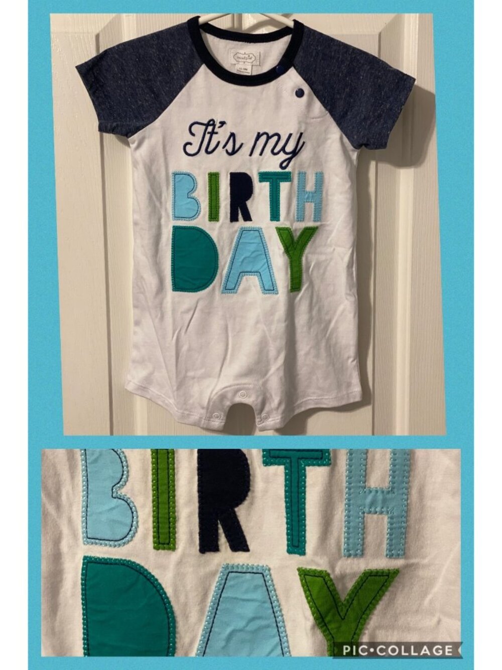 Mud Pie 12-18m NWOT IT'S MY BIRTHDAY 1 ONE 1st bday Romper shortall embroidered - Picture 3 of 3